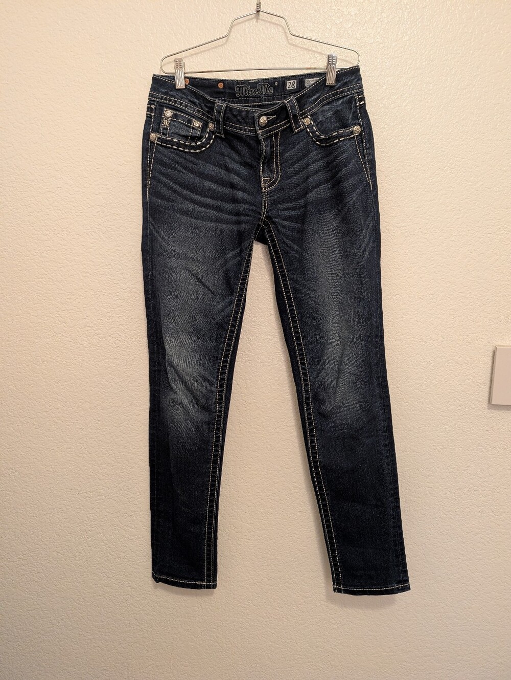 Miss Me Cross Skinny Jeans Size 28 - Picture 3 of 4